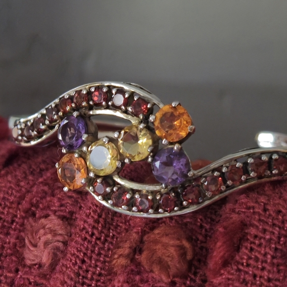 Nicky Butler Designer 925 Sterling Silver Cuff Bracelet Amethyst Garnet Citrine - Picture 4 of 16